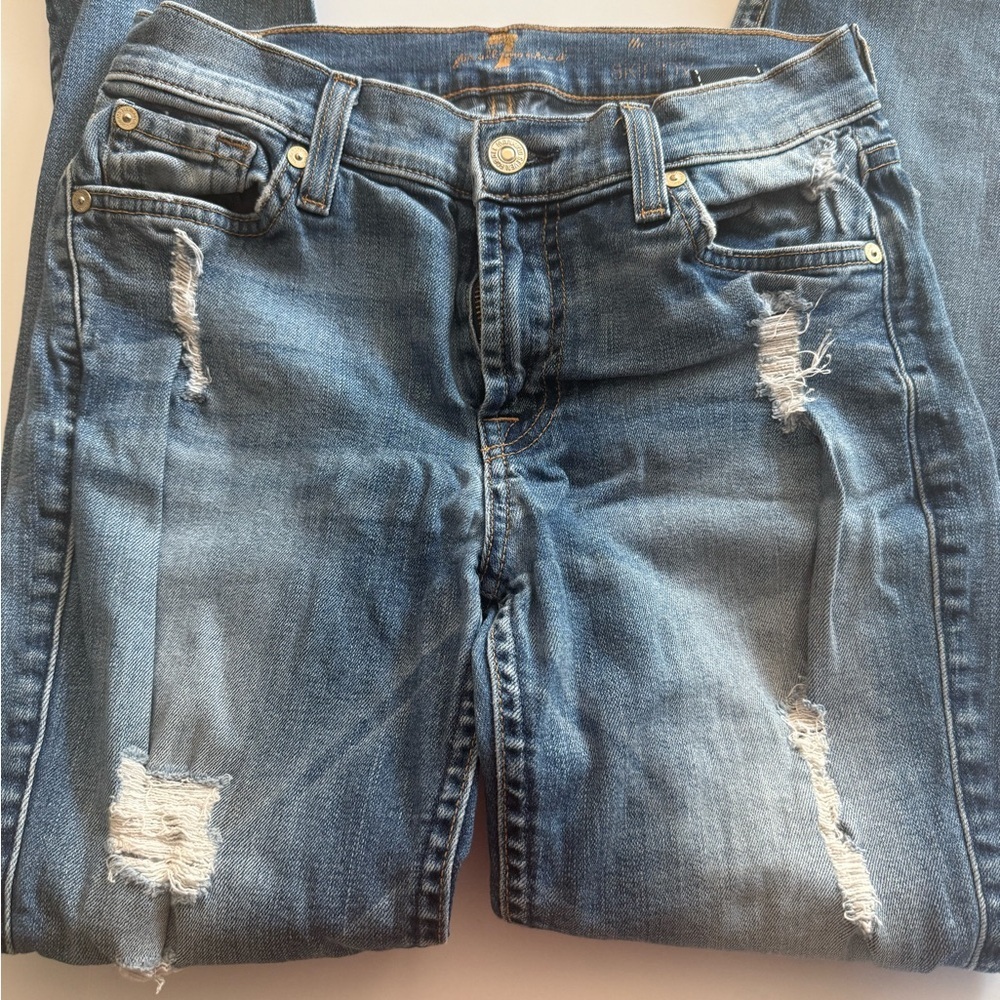 7 For All Mankind Distressed Skinny Jeans - Picture 6 of 7